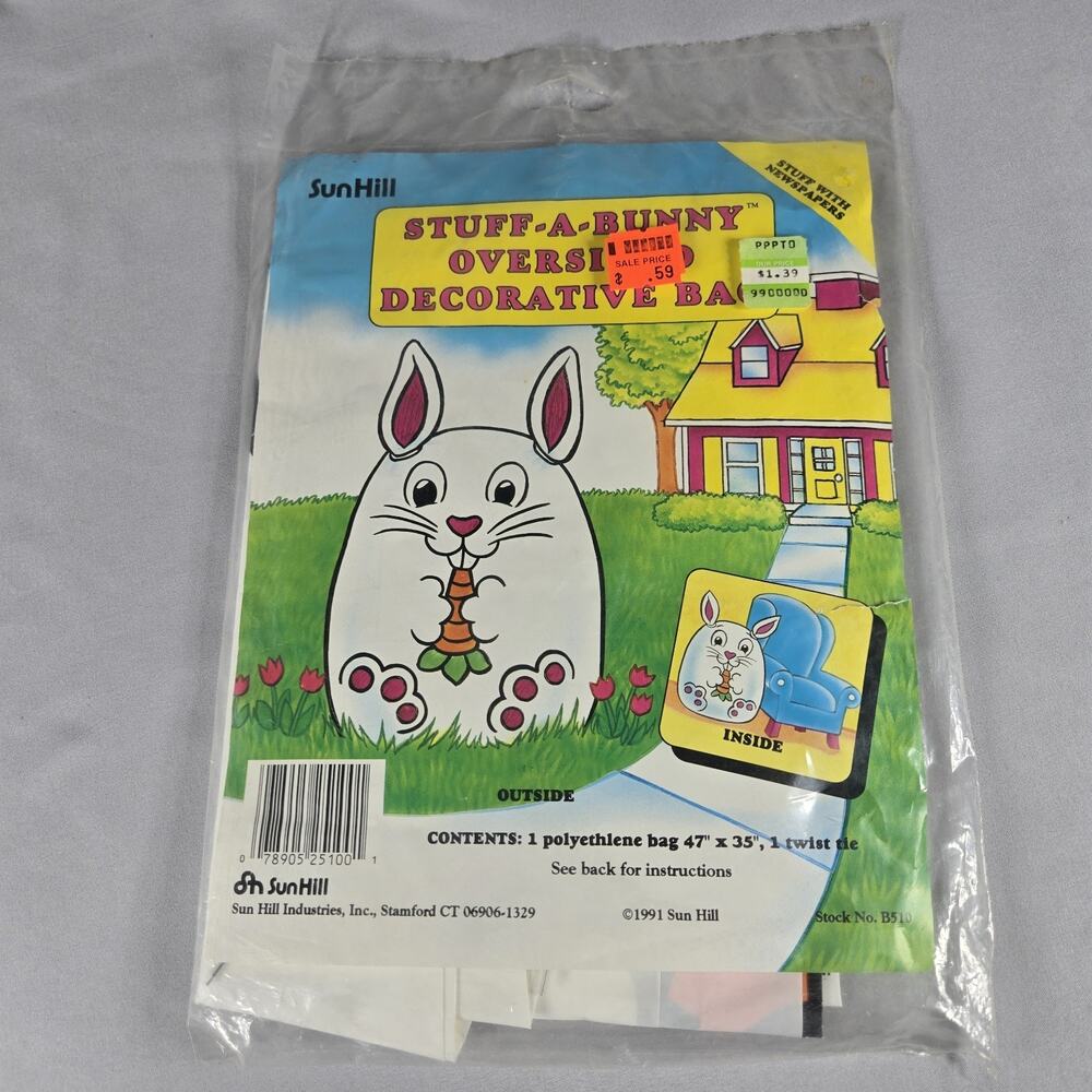 Vintage Sun Hill Stuff-A-Bunny Stuff-A-Chick Oversized Easter Bag 90s Decor NIP - Picture 8 of 9